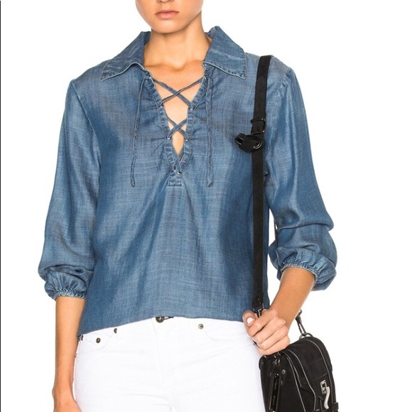 Frame Denim Lace Up Blouse Xs | Poshmark